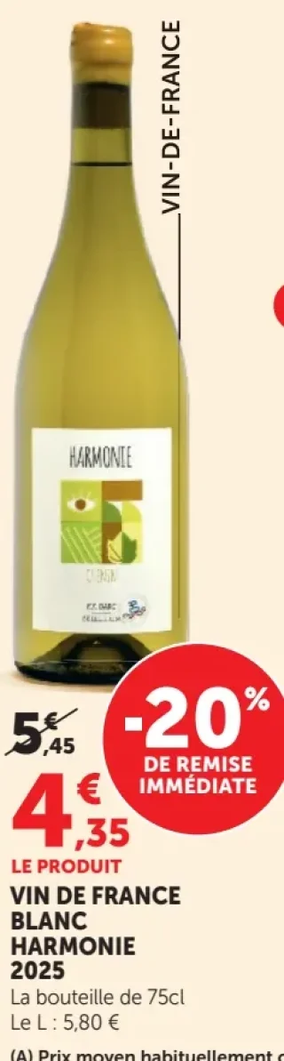VIN DE FRANCE BLANC HARMONIE 2025