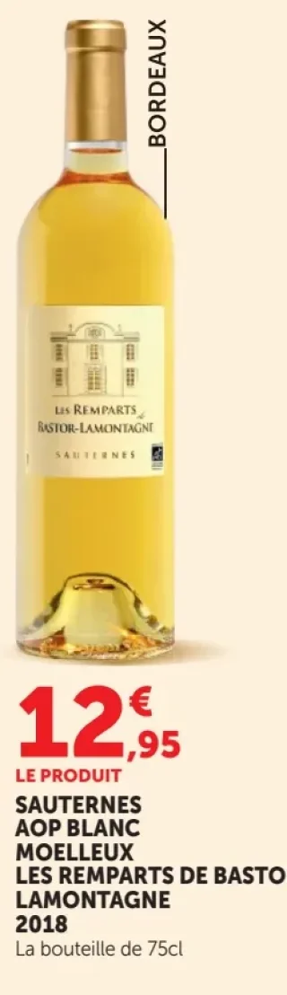 SAUTERNES AOP BLANC MOELLEUX LES REMPARTS DE BASTOR LAMONTAGNE 2018