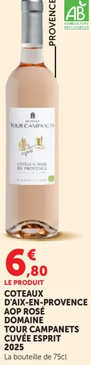 Coteaux d'Aix-en-Provence AOP Rosé Domaine Tour Campanets Cuvée Esprit 2025
