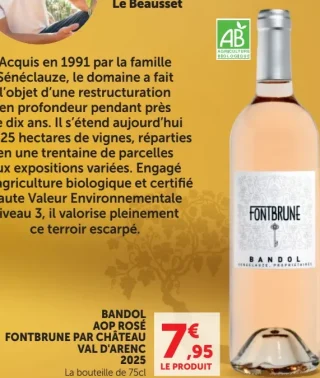 Bandol AOP Rosé Fontbrune Par Château Val D'Arenc 2025