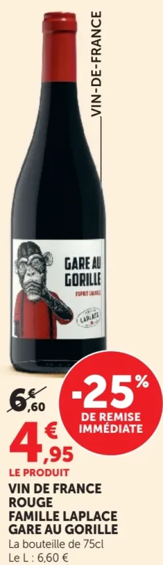 Vin de France rouge Famille Laplace Gare au Gorille