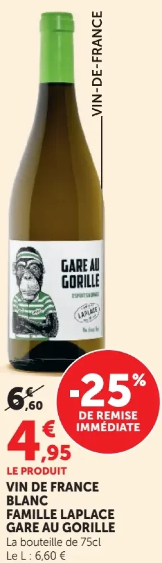 Vin de France blanc Famille Laplace Gare au Gorille