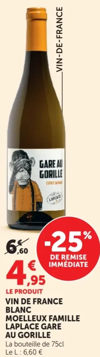 Vin de France blanc moelleux Famille Laplace Gare au Gorille