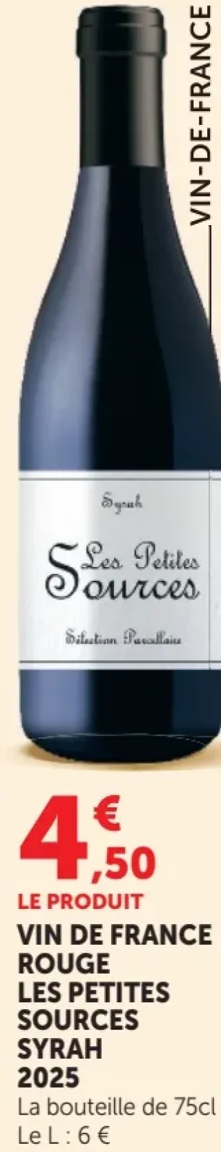 Vin de France rouge Les Petites Sources Syrah 2025