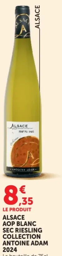ALSACE AOP BLANC SEC RIESLING COLLECTION ANTOINE ADAM 2019