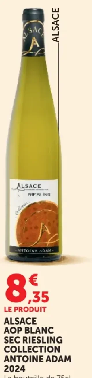 ALSACE AOP BLANC SEC RIESLING COLLECTION ANTOINE ADAM 2019