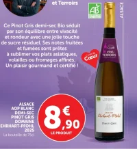 ALSACE AOP BLANC DEMI-SEC PINOT GRIS DOMAINE EHRHART-PFOHL 2020