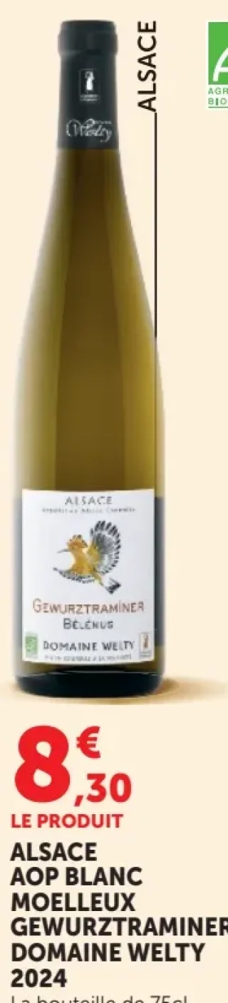 ALSACE AOP BLANC MOELLEUX GEWURZTRAMINER DOMAINE WELTY 2024