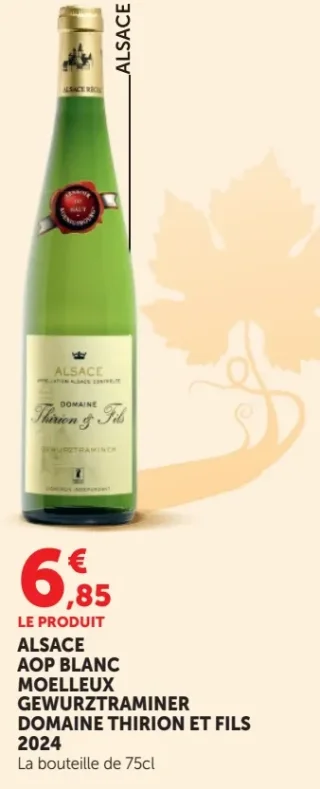 ALSACE AOP BLANC MOELLEUX GEWURZTRAMINER DOMAINE THIRION ET FILS 2024