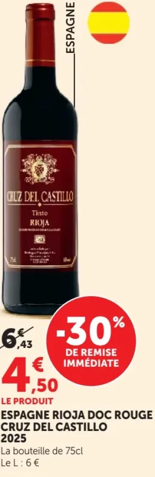 Espagne Rioja DOC Rouge Cruz del Castillo 2025