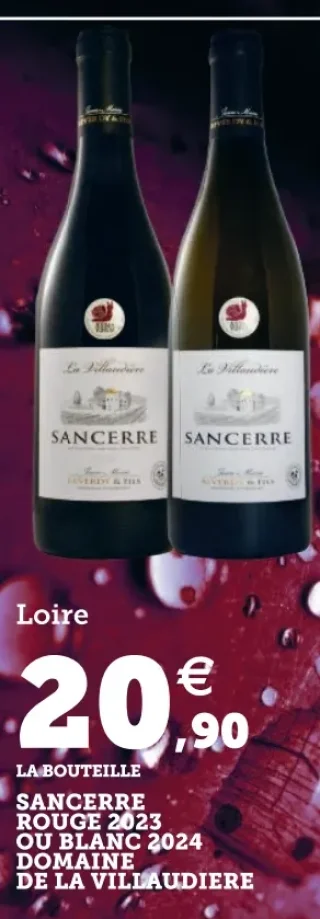 Loire SANCERRE ROUGE 2023 OU BLANC 2024 DOMAINE DE LA VILLAUDIERE