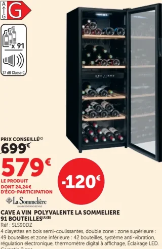 CAVE A VIN POLYVALENTE LA SOMMELIERE 91 BOUTEILLES