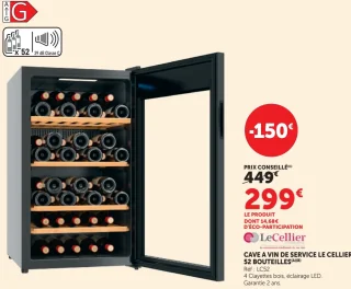 Cave à vin de service Le Cellier 52 bouteilles LC52