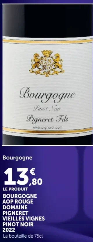 Bourgogne AOP Rouge Domaine Pigneret Vieilles Vignes Pinot Noir 2022