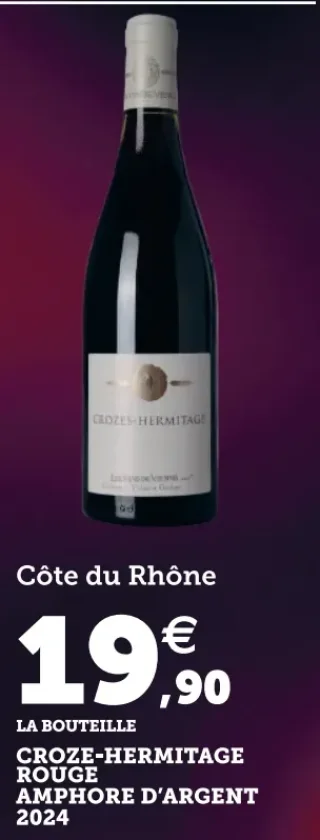Vin rouge Côte du Rhône Croze-Hermitage Rouge Amphore d'Argent 2024 Les Vins de Vienne