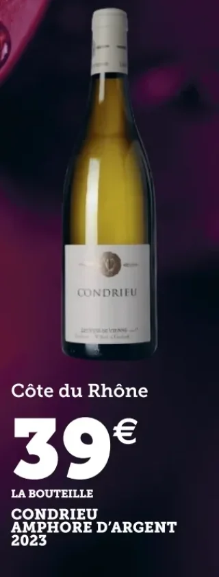 Vin blanc Côte du Rhône Condrieu Amphore d'Argent 2023 Les Vins de Vienne