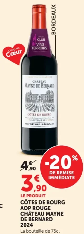 Vin rouge Côtes de Bourg AOP Rouge Château Mayne de Bernard 2024