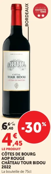 Vin rouge Côtes de Bourg AOP Rouge Château Tour Bidou 2022