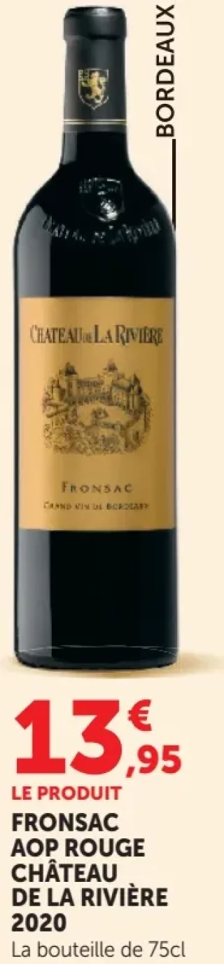 Vin rouge Bordeaux Fronsac AOP Rouge Château de la Rivière 2020