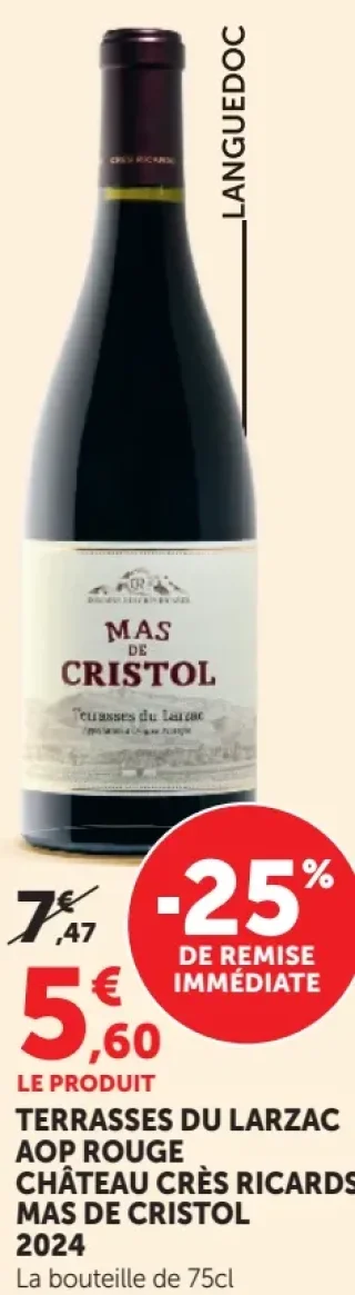 Terrasses du Larzac AOP Rouge Château Crès Ricards Mas de Cristol 2024