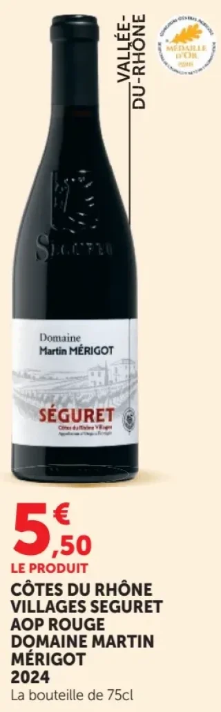Vin rouge Côtes du Rhône Villages Seguret AOP Rouge Domaine Martin Mérigot 2024