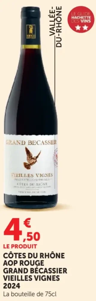 Vin rouge Côtes du Rhône AOP Rouge Grand Bécassier Vieilles Vignes 2024