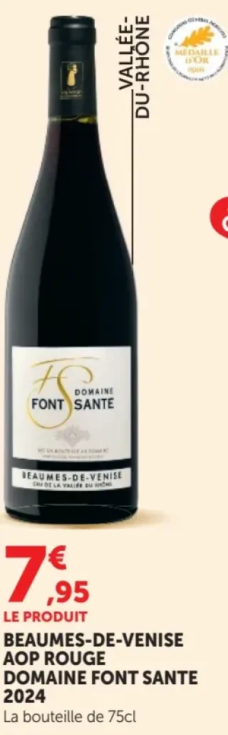 Vin rouge Beaumes-de-Venise AOP Rouge Domaine Font Sante 2024