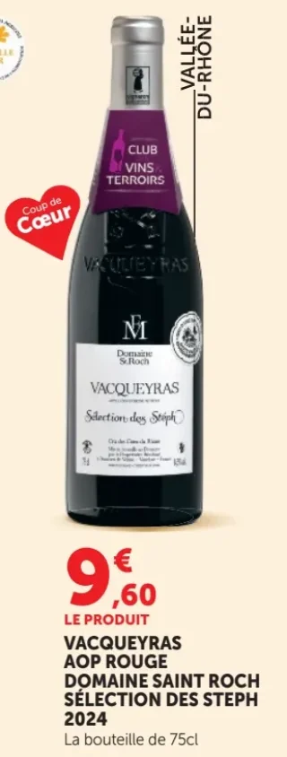 Vin rouge Vacqueyras AOP Rouge Domaine Saint Roch Sélection des Steph 2024