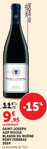 Vin rouge Saint-Joseph AOP Blason du Rhône Remy Ferbras 2024