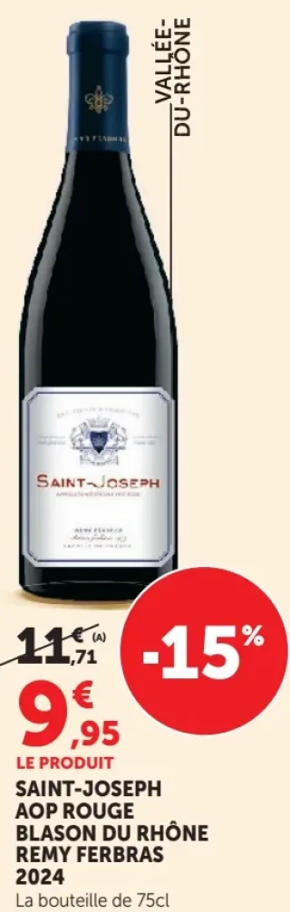 Vin rouge Saint-Joseph AOP Blason du Rhône Remy Ferbras 2024