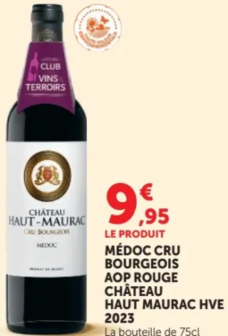 Médoc Cru Bourgeois AOP Rouge Château Haut Maurac HVE 2023