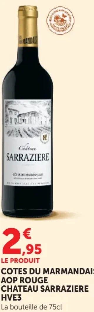 COTES DU MARMANDAIS AOP ROUGE CHATEAU SARRAZIERE HVE3