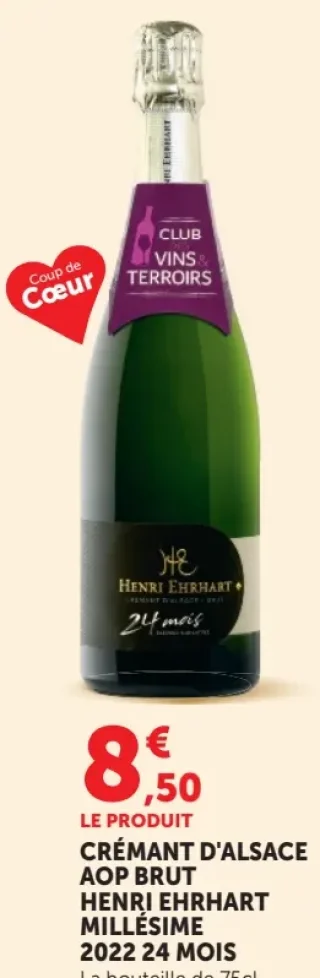 CRÉMANT D'ALSACE AOP BRUT HENRI EHRHART MILLÉSIME 2022 24 MOIS