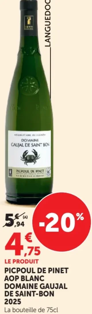 Domaine Gaujal de Saint-Bon Picpoul de Pinet AOP Blanc 2025