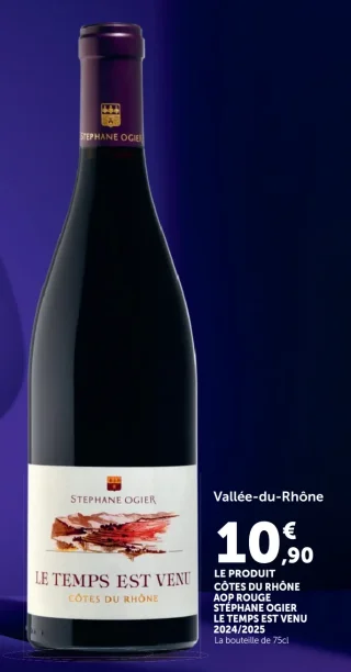 Vin rouge Côtes du Rhône AOP Stéphane Ogier Le Temps Est Venu