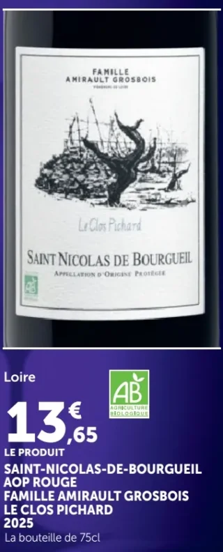 SAINT-NICOLAS-DE-BOURGUEIL AOP ROUGE FAMILLE AMIRAULT GROSBOIS LE CLOS PICHARD 2025