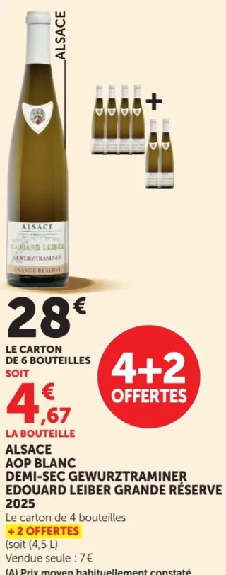 Alsace AOP Blanc Demi-Sec Gewurztraminer Edouard Leiber Grande Réserve