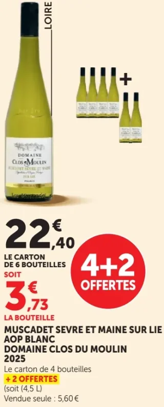 Muscadet Sèvre et Maine sur lie AOP Blanc Domaine Clos du Moulin