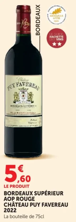 BORDEAUX SUPÉRIEUR AOP ROUGE CHÂTEAU PUY FAVEREAU 2022