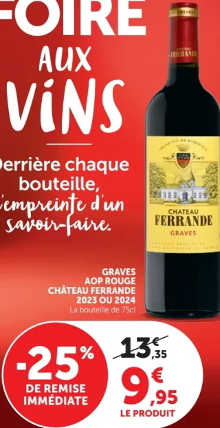 GRAVES AOP ROUGE CHÂTEAU FERRANDE 2023 OU 2024 La bouteille de 75cl