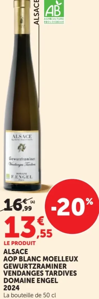 Alsace AOP Blanc Moelleux Gewurztraminer Vendanges Tardives Domaine Engel 2024