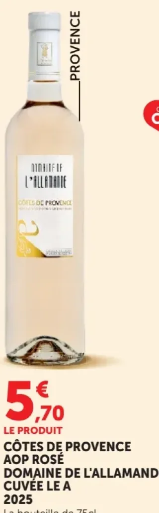 Côtes de Provence AOP Rosé Domaine de l'Allamande Cuvée Le A 2023