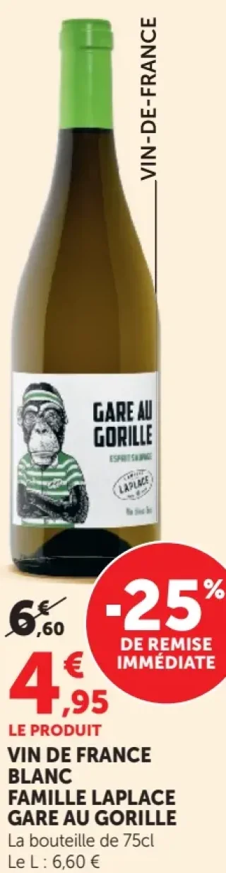 VIN DE FRANCE BLANC FAMILLE LAPLACE GARE AU GORILLE