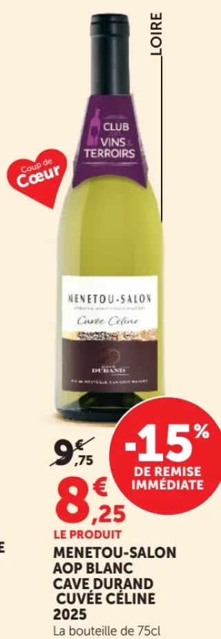 Menetou-Salon AOP Blanc Cave Durand Cuvée Céline