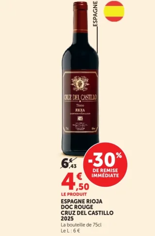 Espagne Rioja Doc Rouge Cruz del Castillo