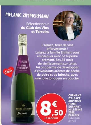 CRÉMANT D'ALSACE AOP BRUT HENRI EHRHART MILLÉSIME 2022