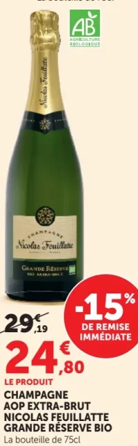 CHAMPAGNE AOP EXTRA-BRUT NICOLAS FEUILLATTE GRANDE RÉSERVE BIO