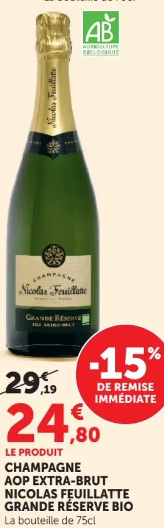 CHAMPAGNE AOP EXTRA-BRUT NICOLAS FEUILLATTE GRANDE RÉSERVE BIO