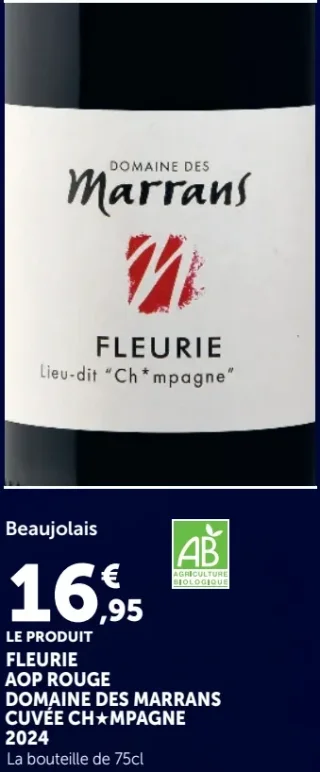 Domaine des Marrans Fleurie AOP Rouge Cuvée Ch*mpagne 2024