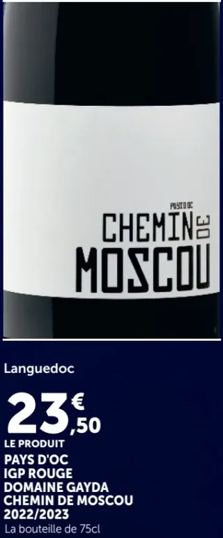 Pays d'Oc IGP Rouge Domaine Gayda Chemin de Moscou 2022/2023